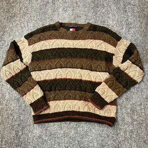 Vintage Tommy Hilfiger Sweater Adult Extra Large Hand Knitted Wool Cable Knit